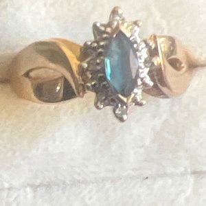 14k gold sapphire diamond ring